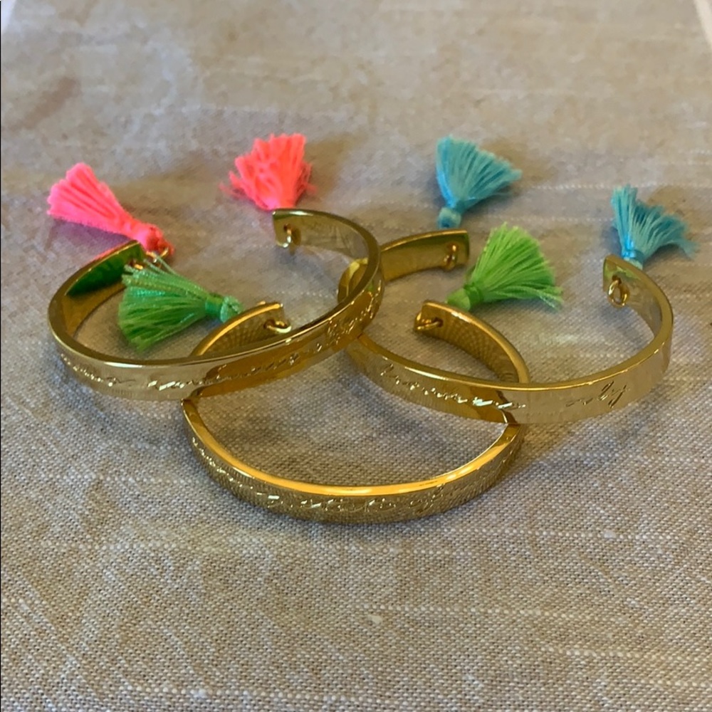 Lilly Pulitzer Tassel Fringe Gold Bracelet Set.